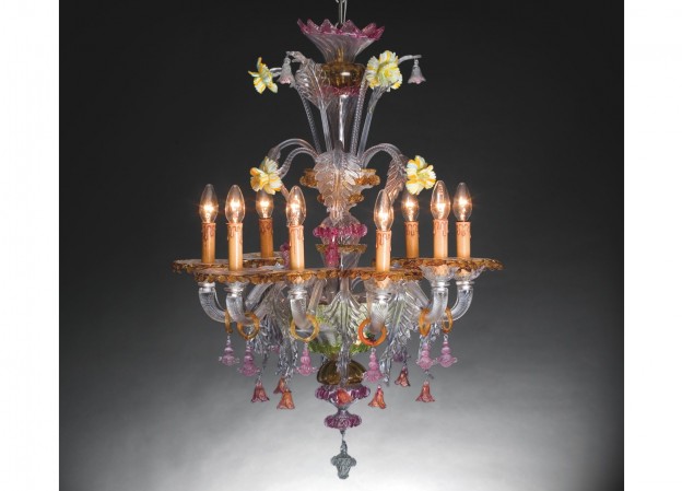 Handicraft Venetian chandelier FOSCARI 3 Murano glass artistic works